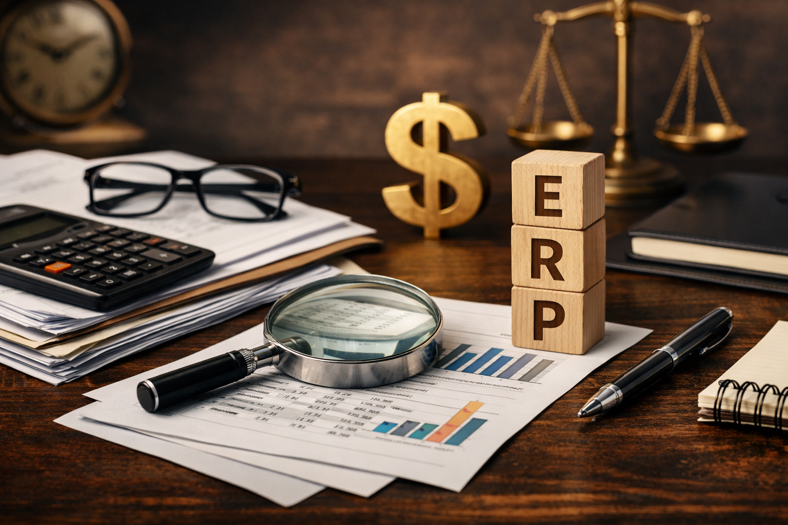 Business leaders reviewing ERP project cost estimates during a governance discussion.